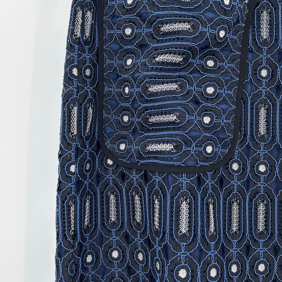 Ann Taylor Loft Blue Circuit Lace Pocket Skirt Blue Black Geometric Womens Sz 6 - Picture 12 of 12